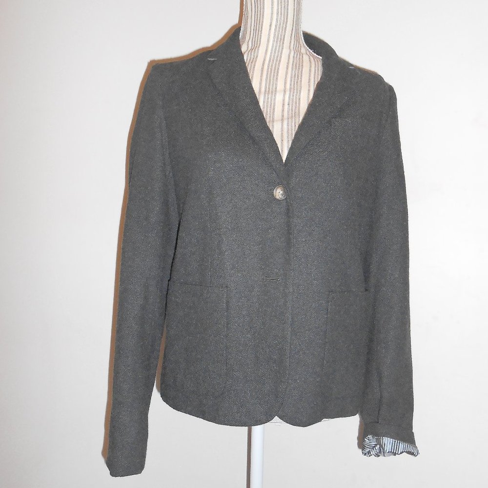 Women's Size 12 Wool Blend Charcoal Gray Blazer Gap The Academy